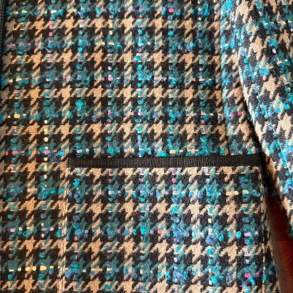 Vintage Jaeger Wool Houndstooth womens Blazer UK 8 Collarless 80's 90'sn - Picture 6 of 10